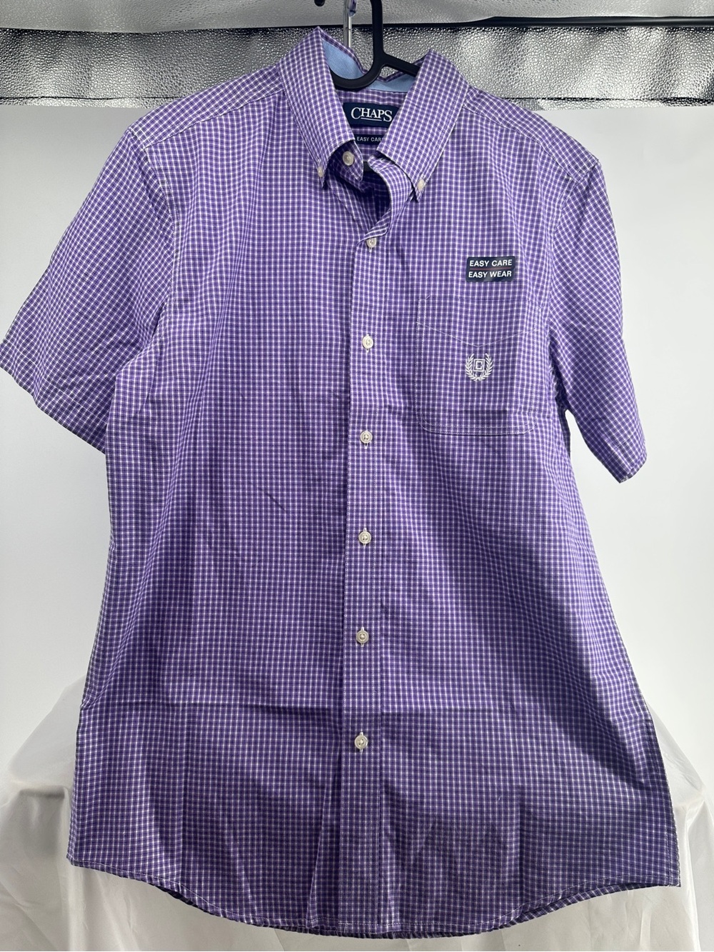 Chaps purple plain button down shirt